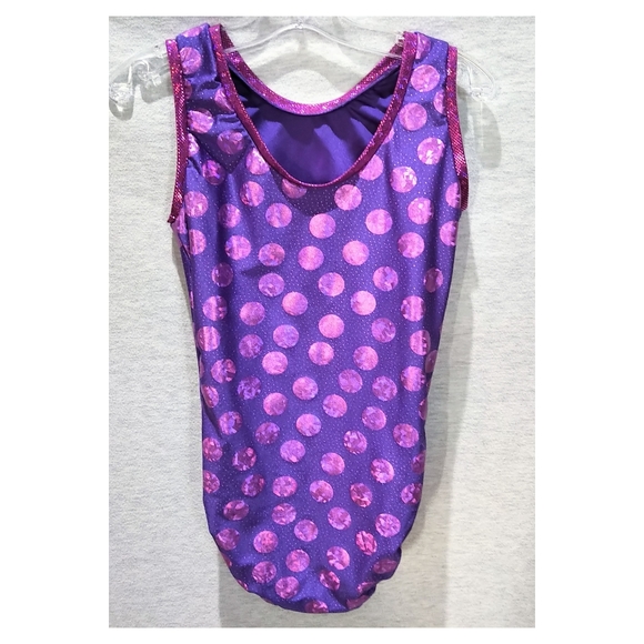 GymGear Mystique Polka Dot Print Gymnastics Leotard - Teen XS - Picture 4 of 7